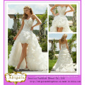 Hot Selling Sexy a-Line Sweetheart Beaded White Organza Ruffled High-Low Wedding Dress (FL10001)